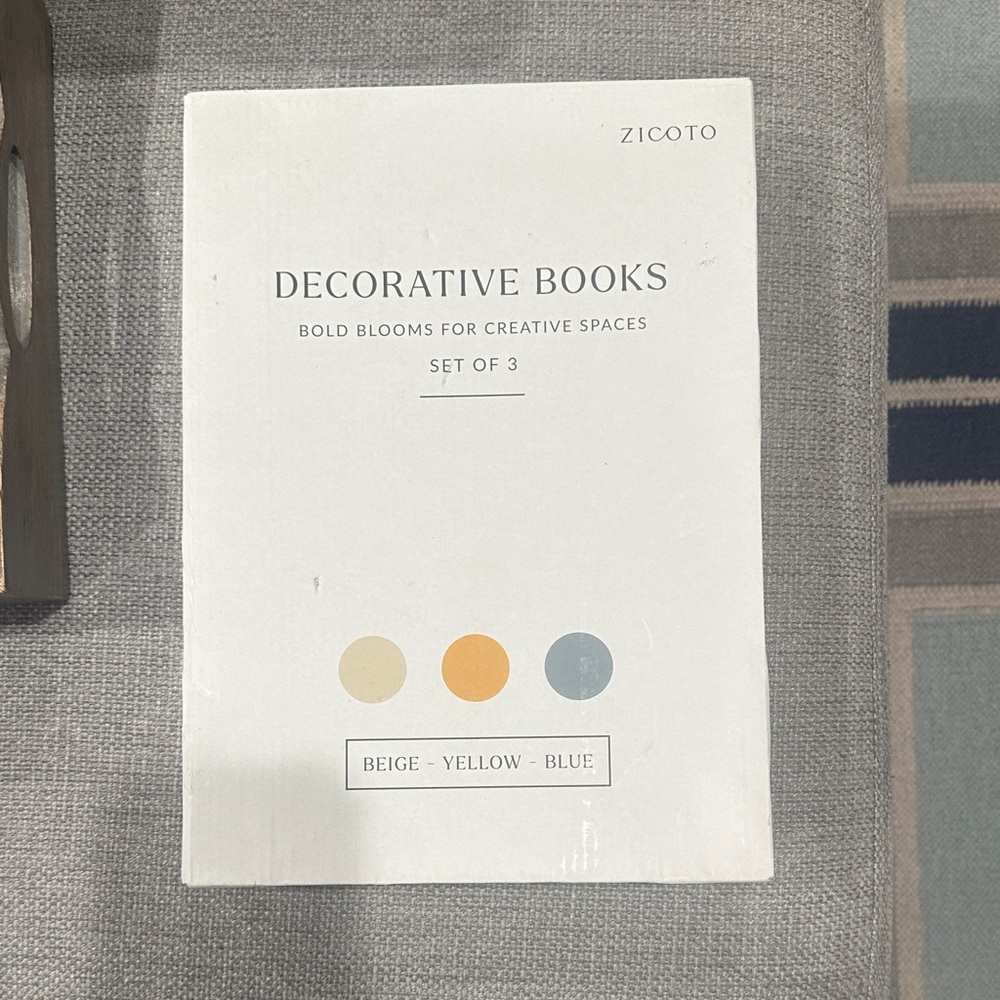 Decorative Books Set - Cream, Yellow, Blue